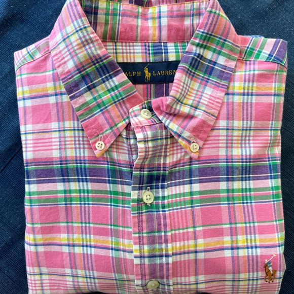Ralph Lauren Polo Pink Plaid Long Sleeved Button Up Shirt Size Medium - Picture 11 of 11